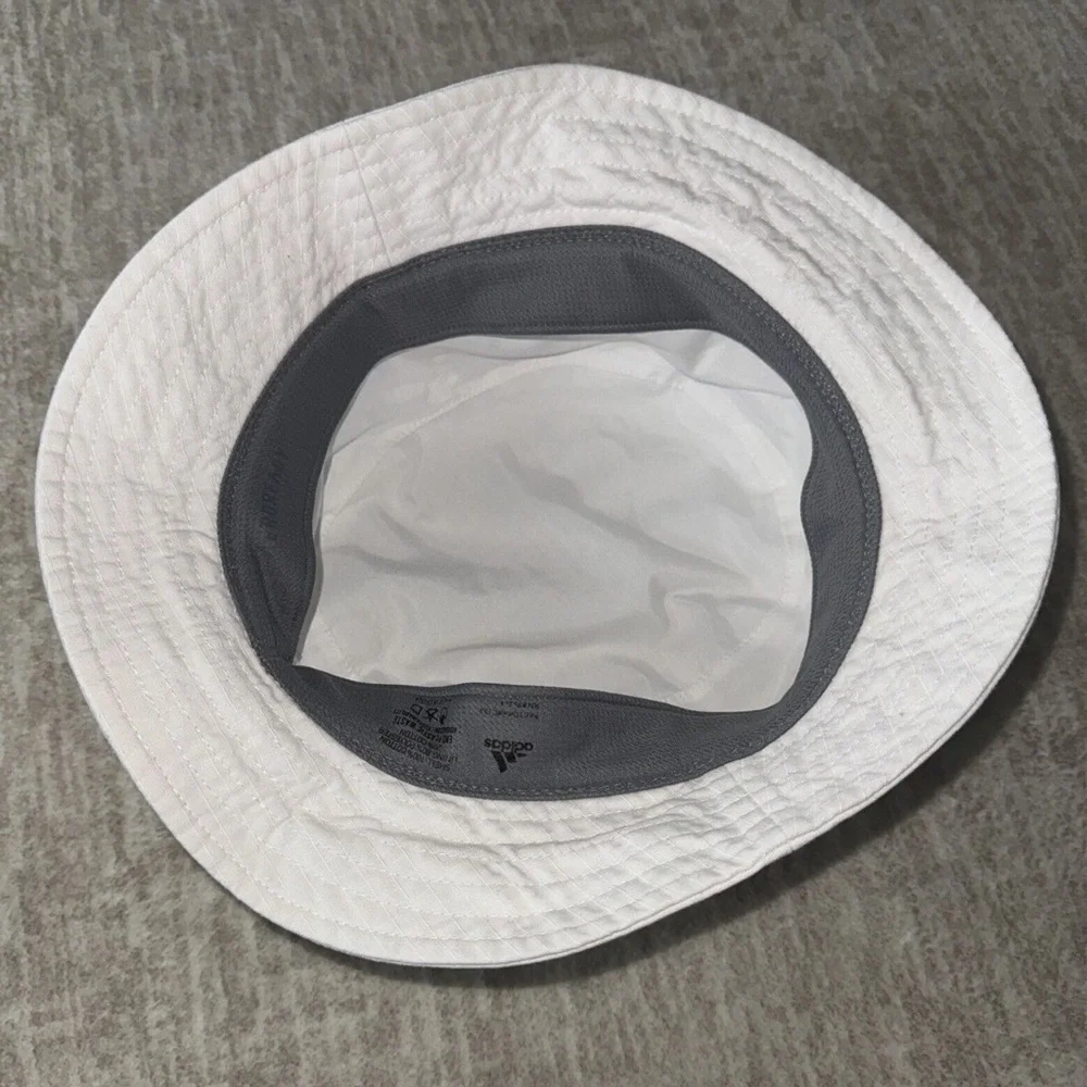 Adidas White Purple embroidered logo Bucket Hat sunhat beach summer aeroready